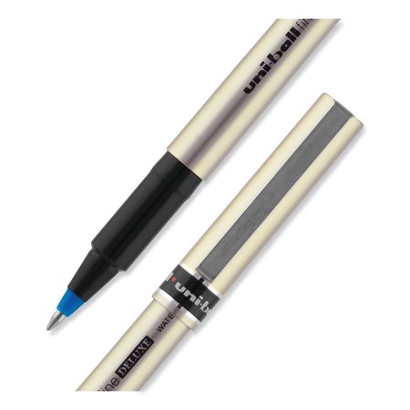 Uni-Ball Deluxe Stick RB Pen, Fine 0.7mm, Blue Ink, Champagne Barrel, PK12 60053